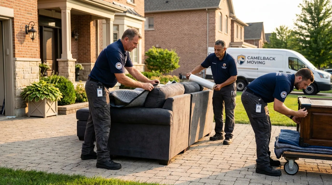 Large estate moving crew wrapping furniture in Bristol, NH
